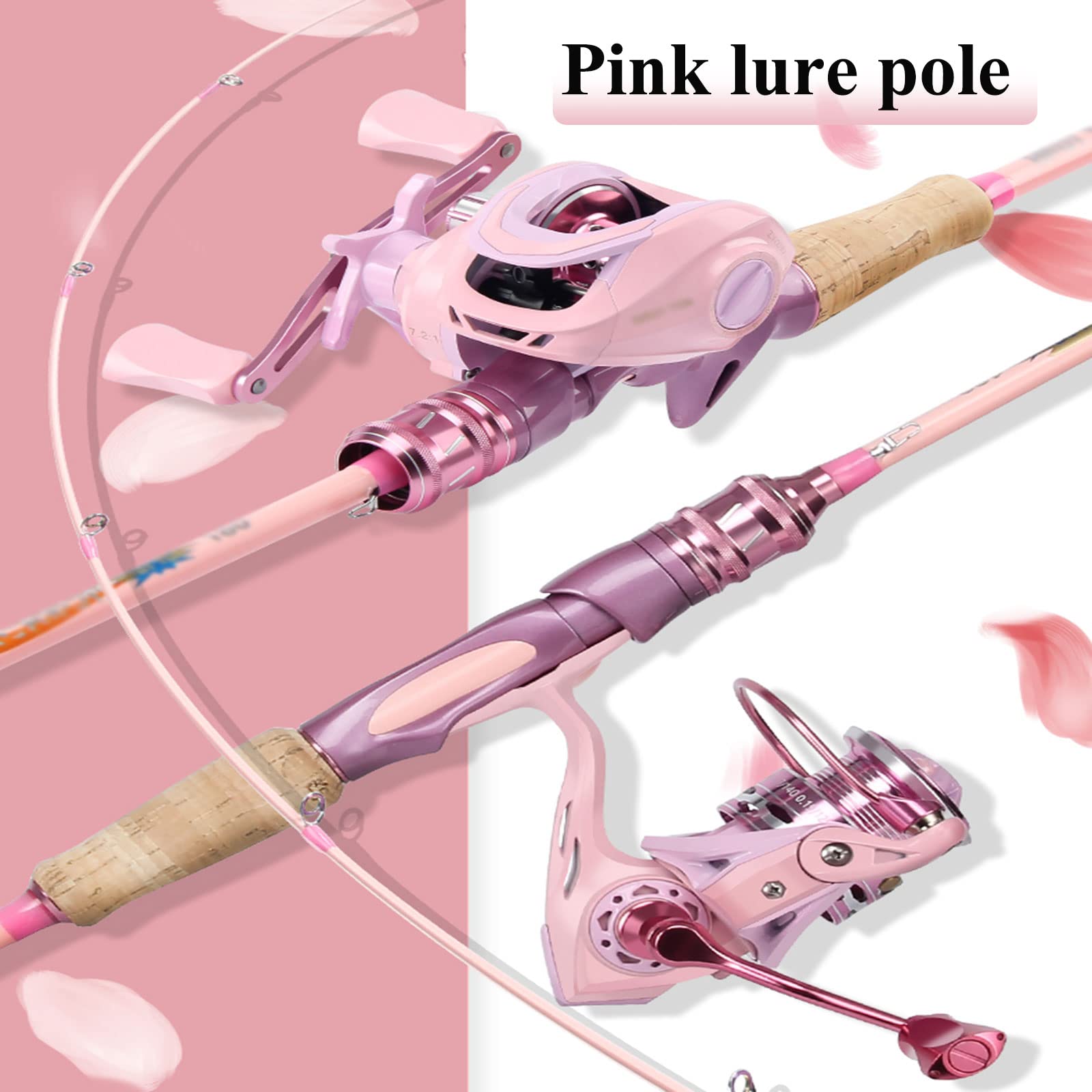 Amazon.co.jp: RUJHGL 伸縮式ピンク釣り竿 スピニングフィッシング